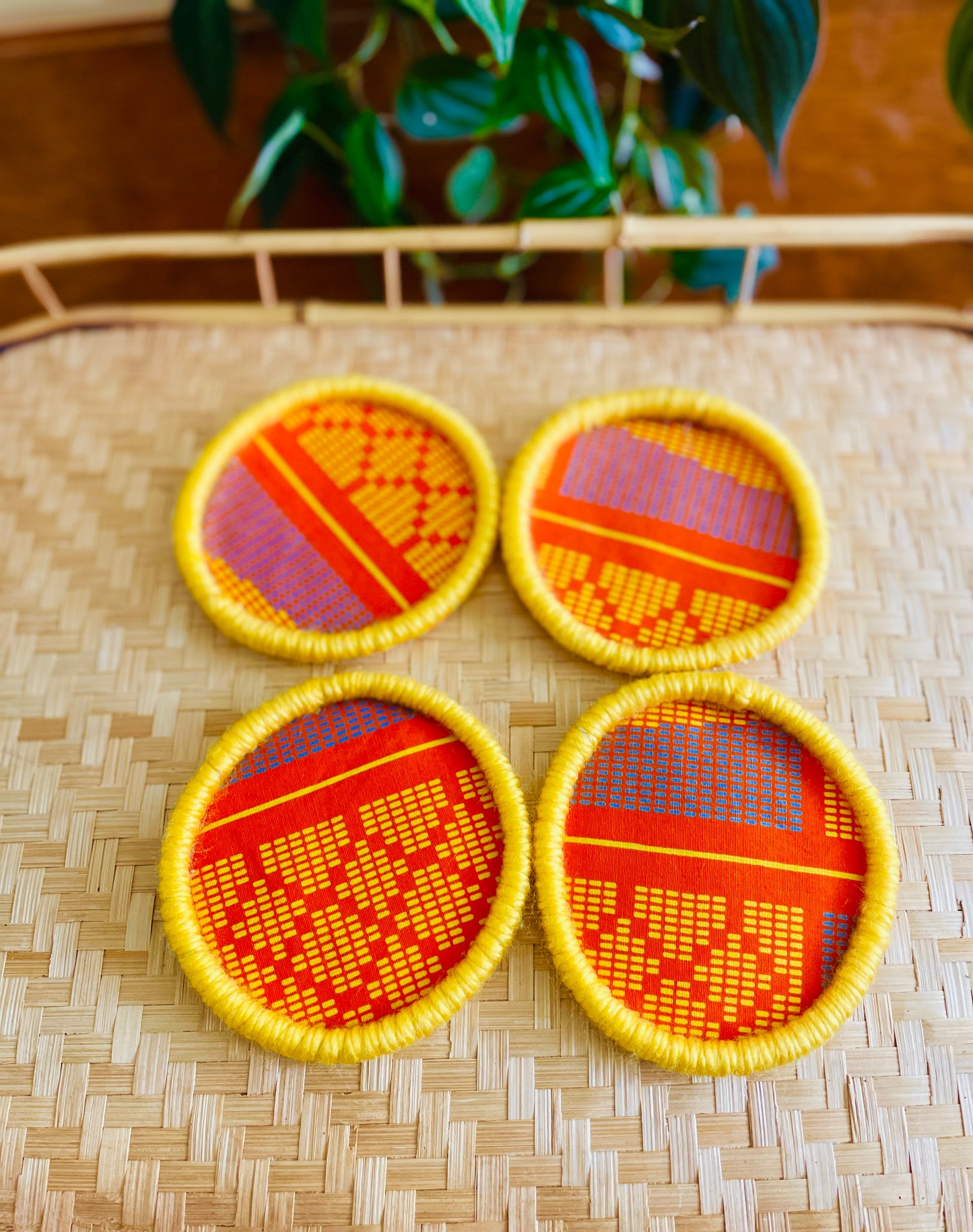 Orange and Yellow Print Coasters