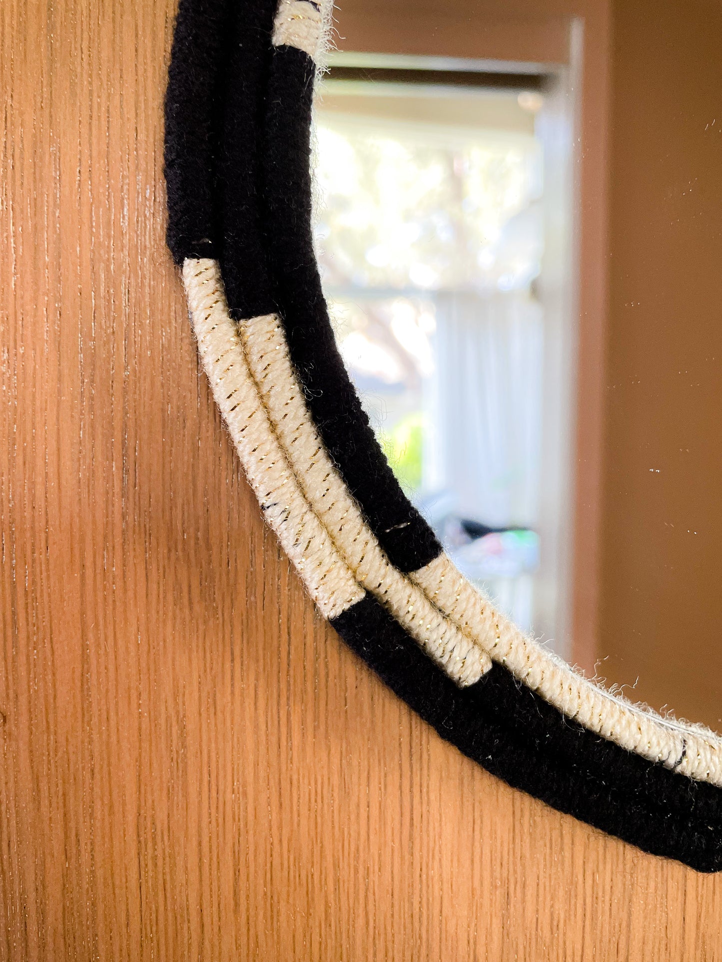 Black and Cream/Gold Rope Mirror - Suzari Designs Home Decor