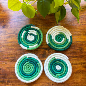 Green and Cream Coaster Set
